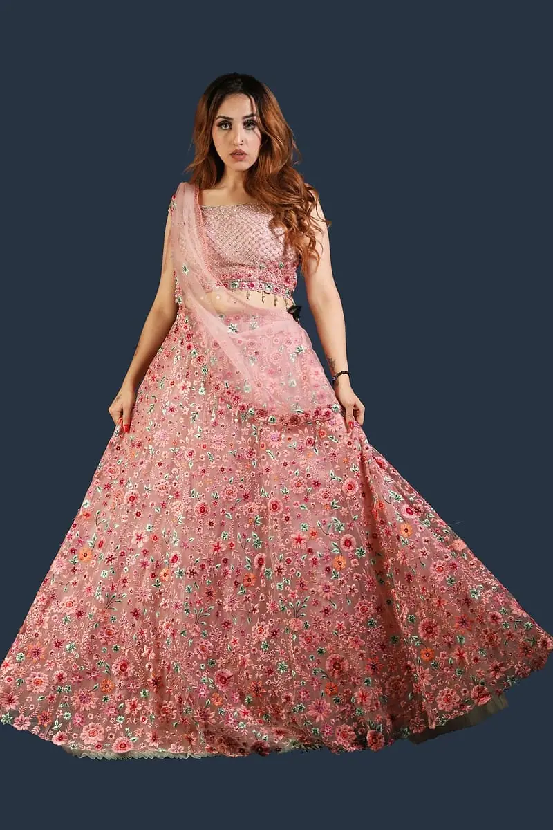 Anaya - Blush Floral Print Lehenga