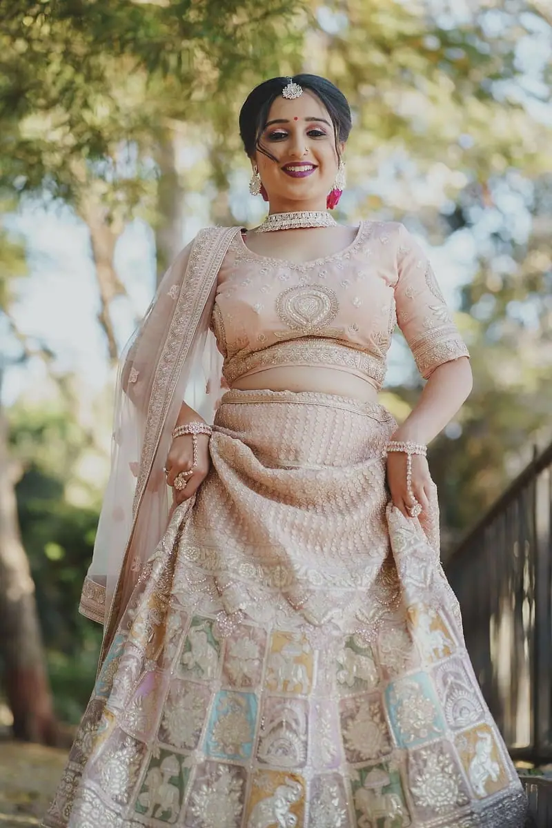 Chandrika - Ivory Resham Embroidered Lehenga