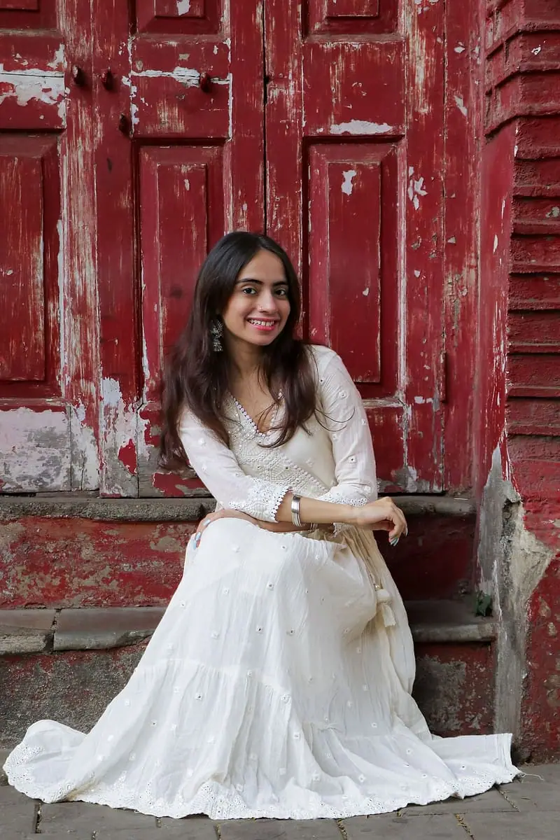 Dhawal - White Tiered Anarkali