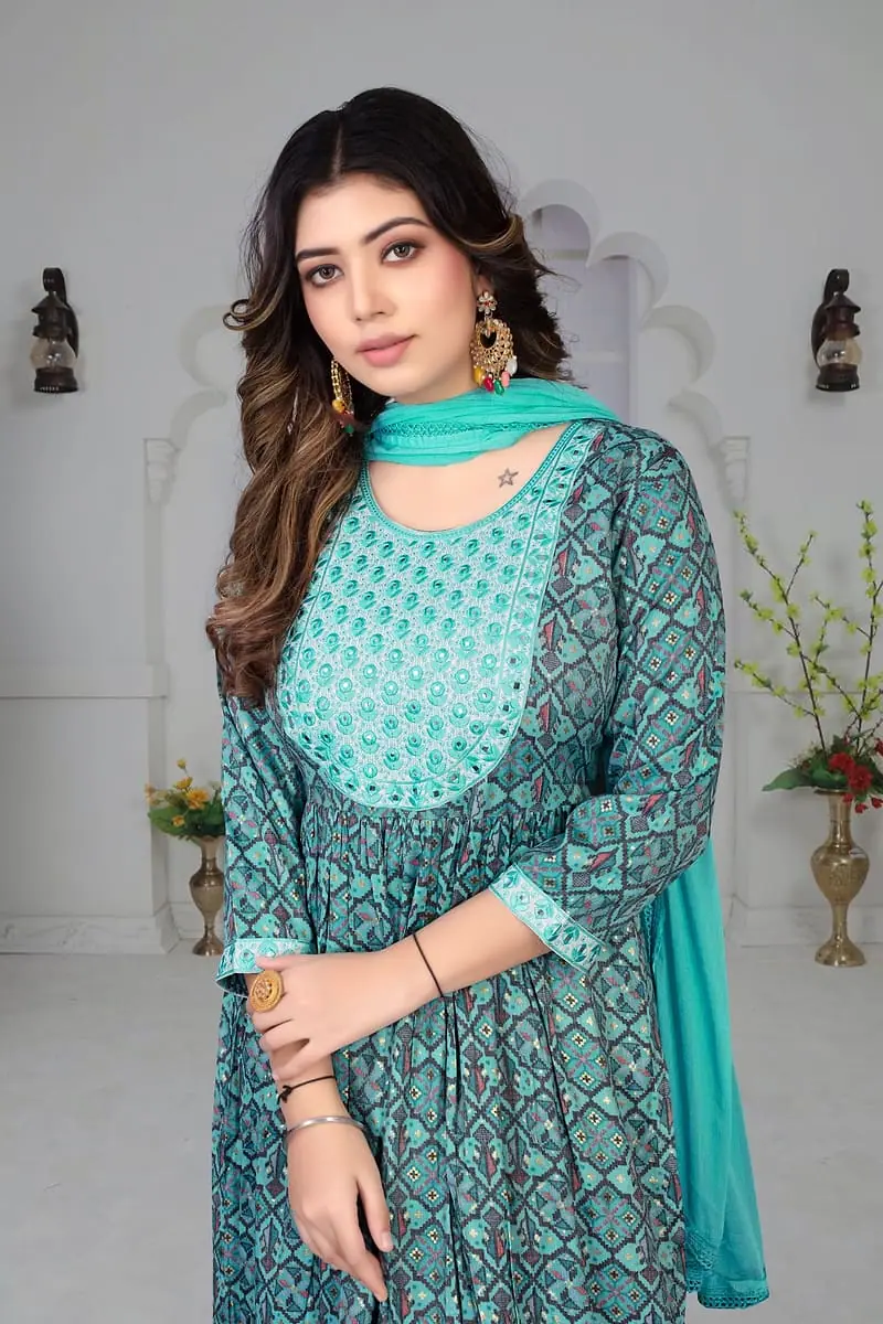 Firoza - Teal Printed Kurta Set