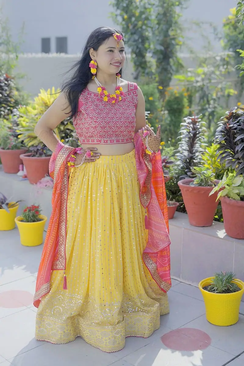 Haldi - Yellow Lehenga with Pink Choli