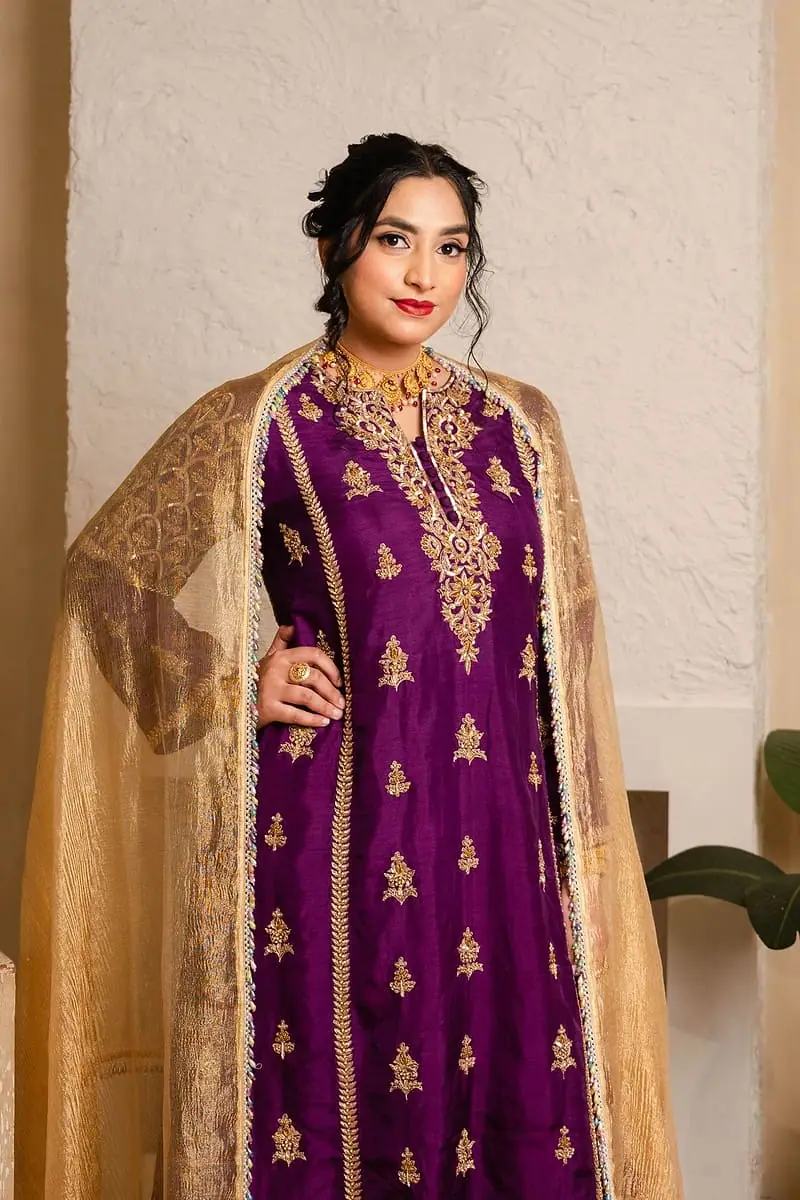 Jamuni - Purple Suit with Zari Dupatta