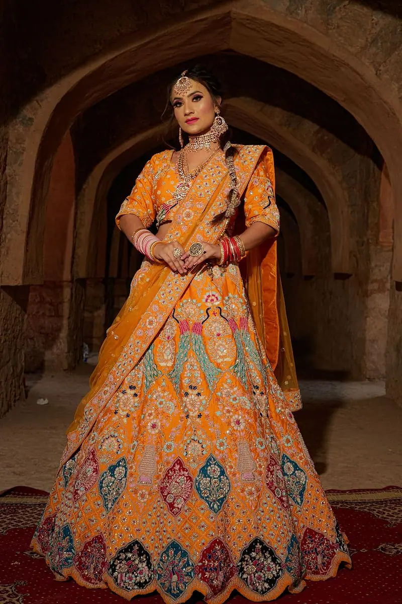 Kesariya - Marigold Digital Print Lehenga