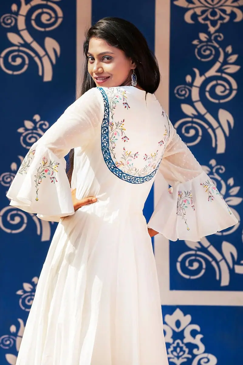 Meera - Ivory Bell Sleeve Anarkali