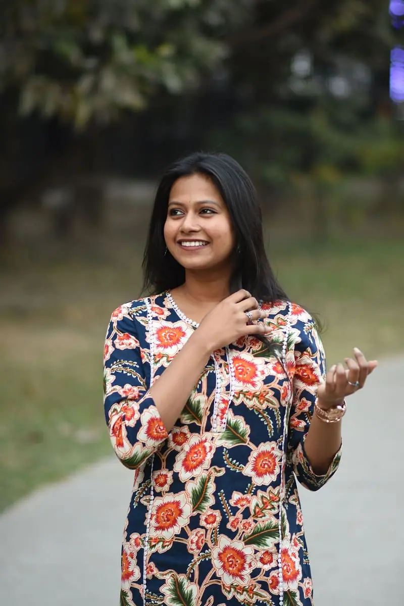 Phulkari - Floral Print Short Kurti