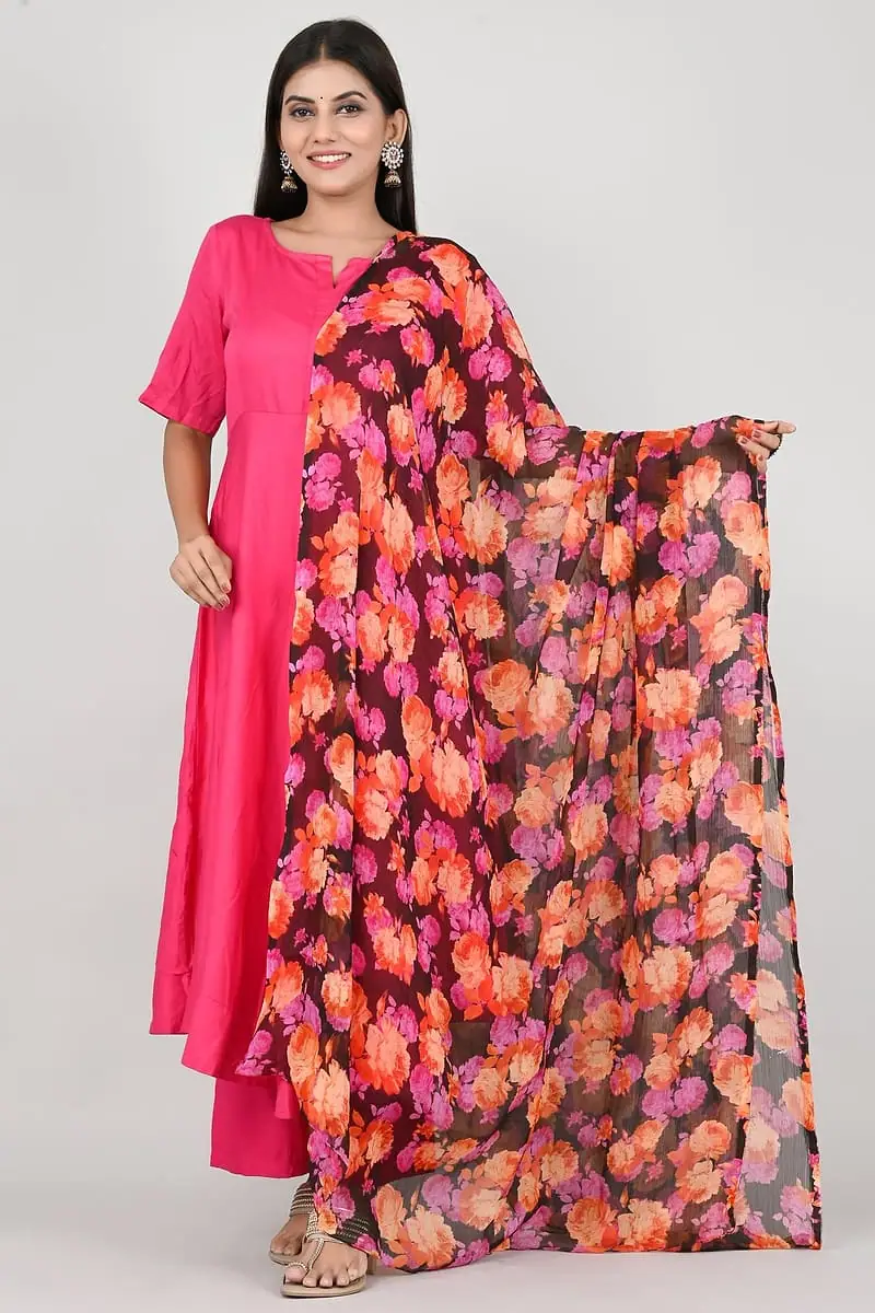 Raatrani - Pink Suit with Midnight Floral Dupatta