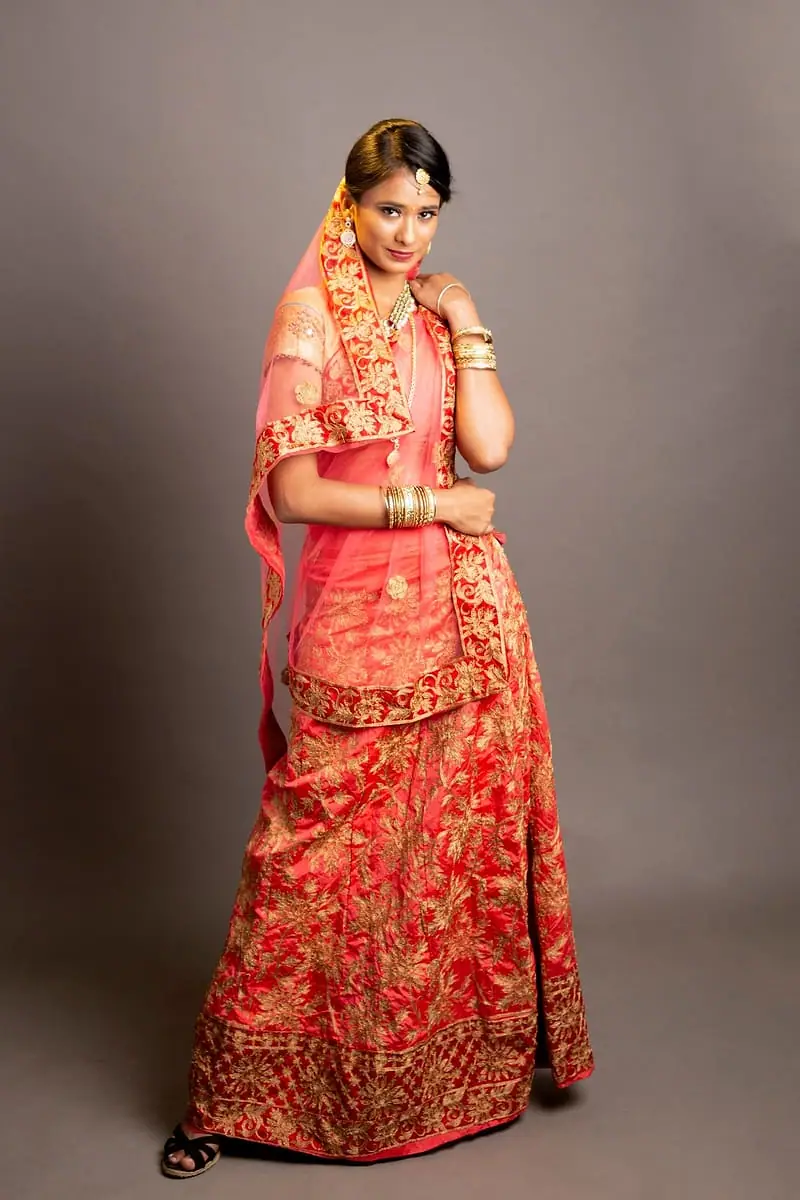 Rajkumari - Coral Red Bridal Lehenga