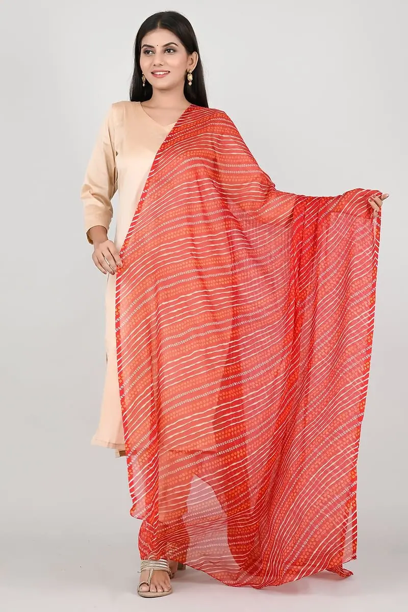 Saanjh - Peach Suit with Leheriya Dupatta