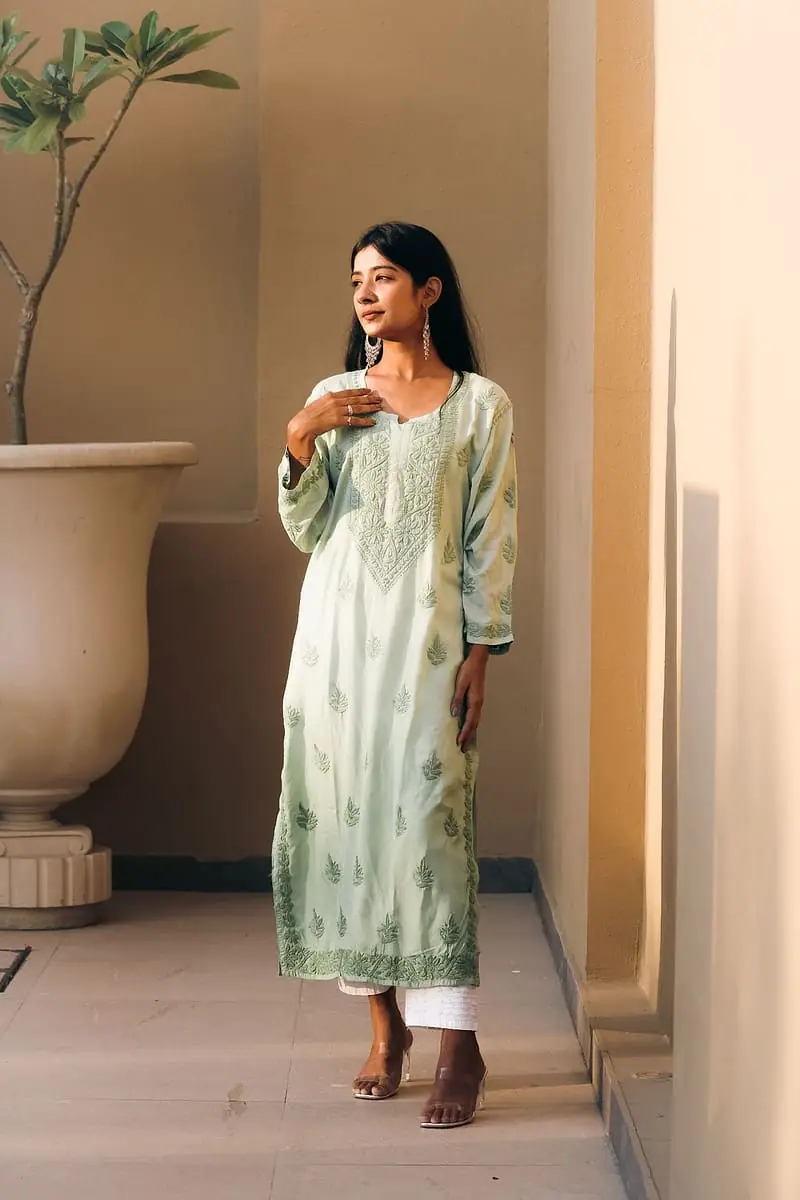 Saba - Sage Chikankari Kurta