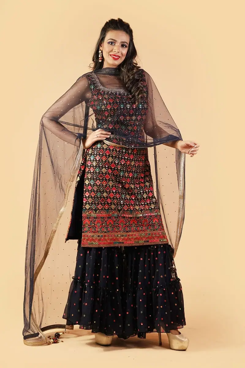 Shab-e-Noor - Black Sharara Set