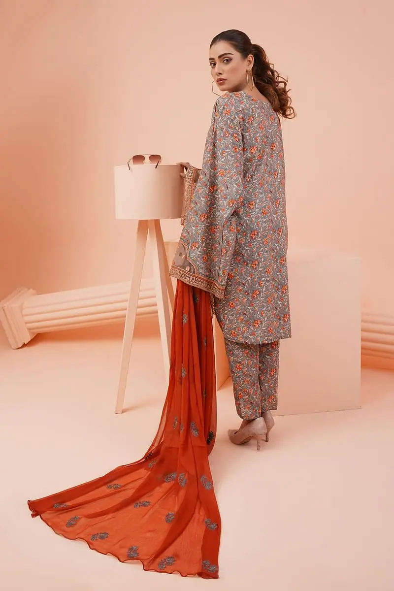 Zameen - Printed Co-ord with Rust Dupatta